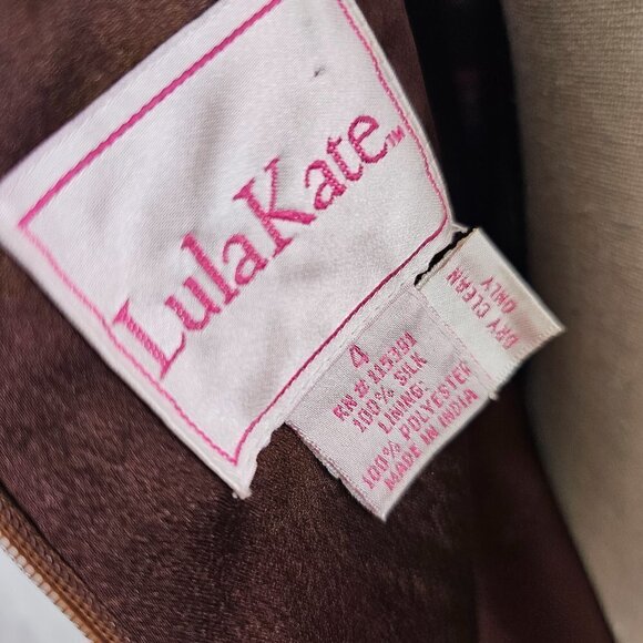 Lula Kate Abstract Floral Silk Drop Waist Sleeveless Slip Lined Dress Size 4 - Picture 3 of 16